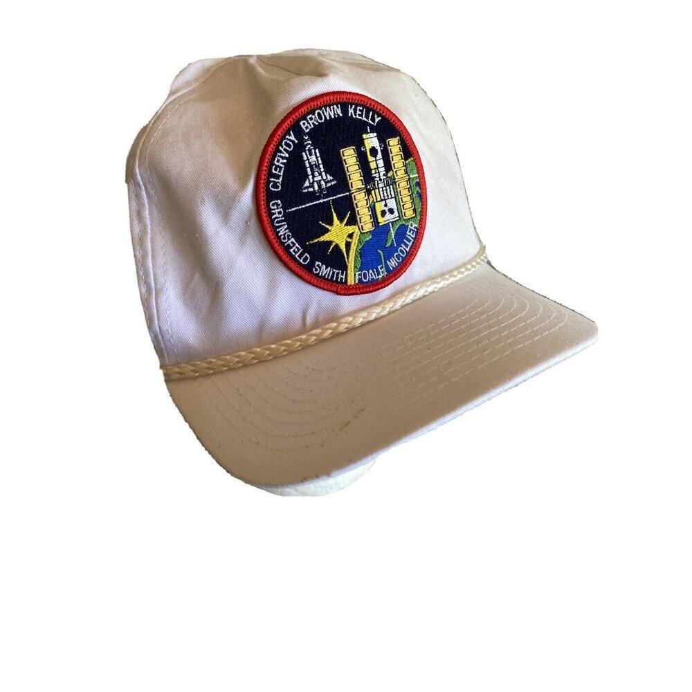 White Nasa Shuttle Crew Hat Cap Snapback Brown Kelly Grunsfeld Clervoy Foale
